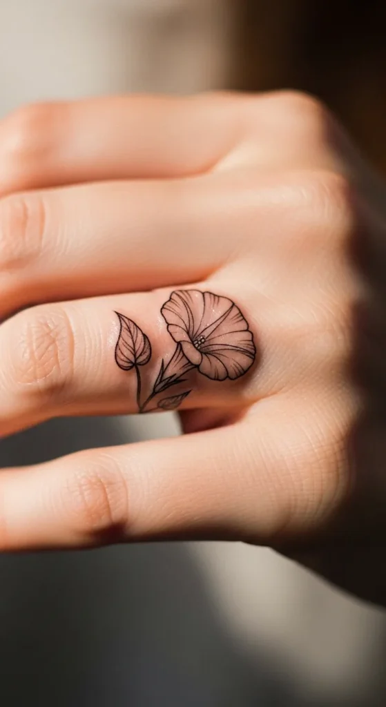  Tiny Morning Glory on the Finger