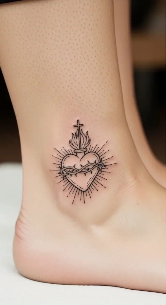 Tiny Sacred Heart on Ankle