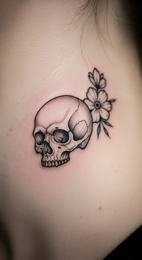 Tiny Skull and Flower