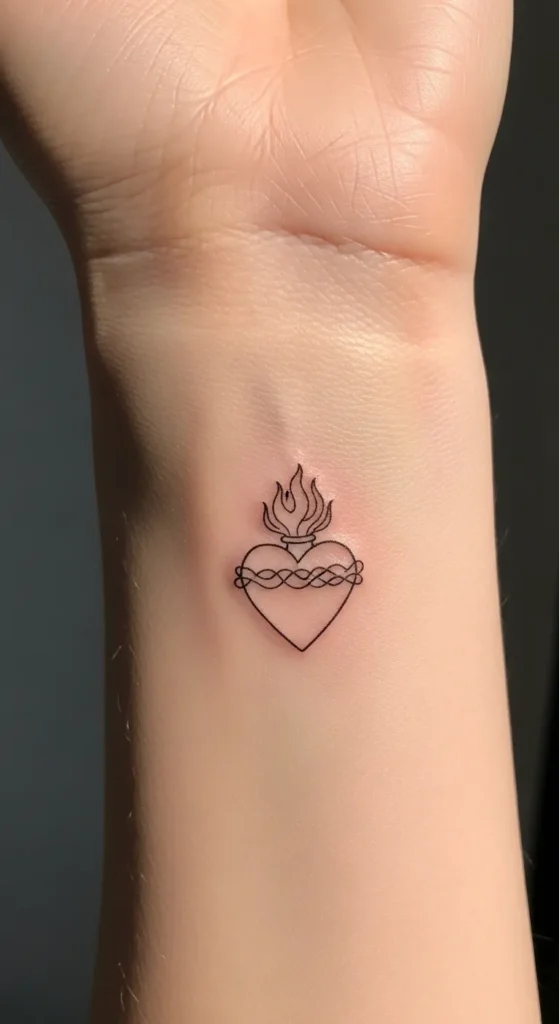 Tiny Wrist Sacred Heart Outline