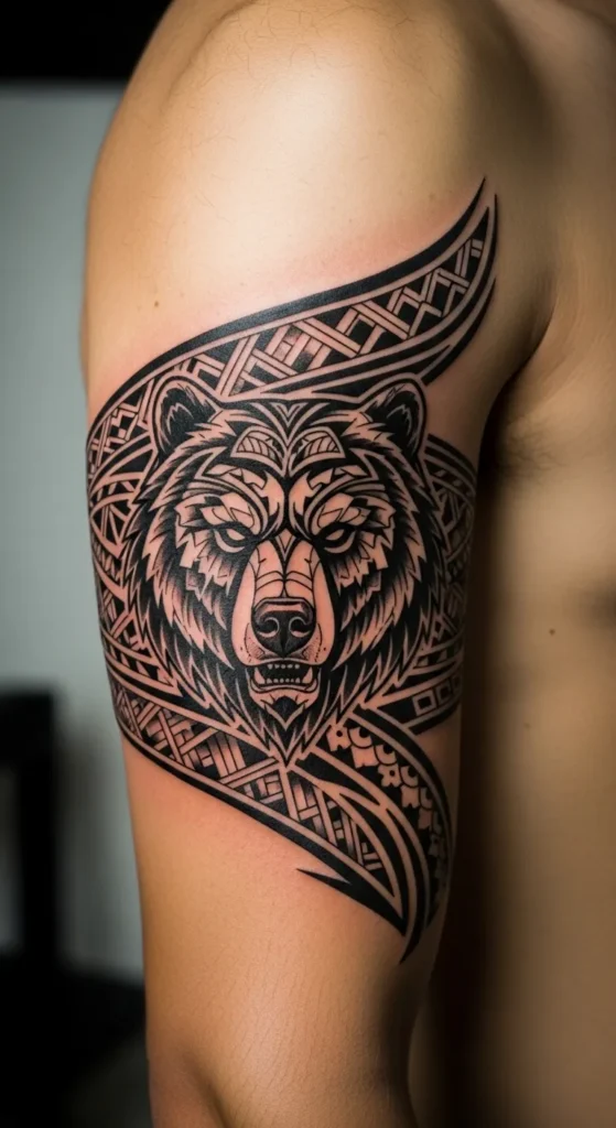 Tribal Bear Arm Band Tattoo