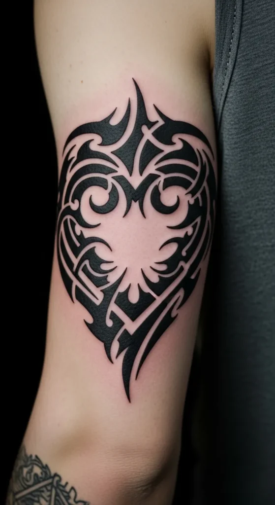 Tribal Sacred Heart Tattoo