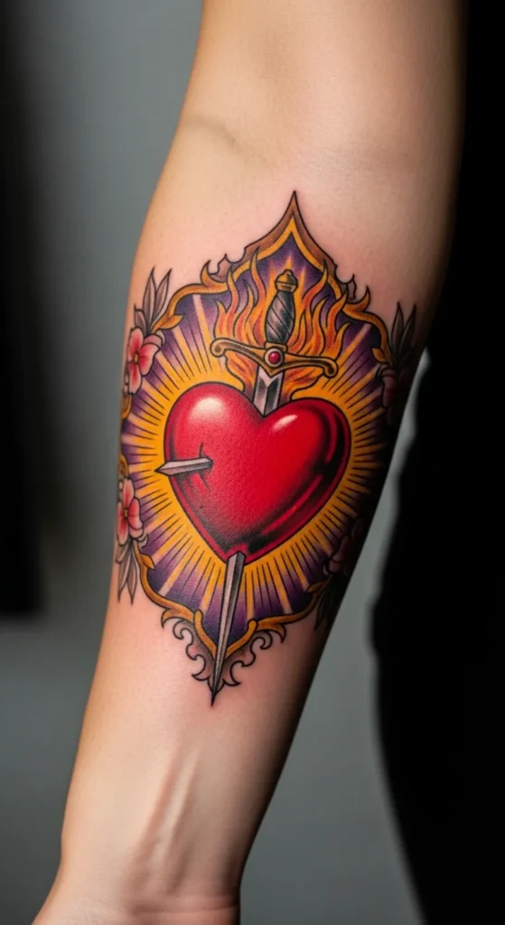 sacred heart forearm tattoo