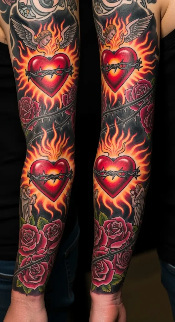 sacred heart tattoo sleeve