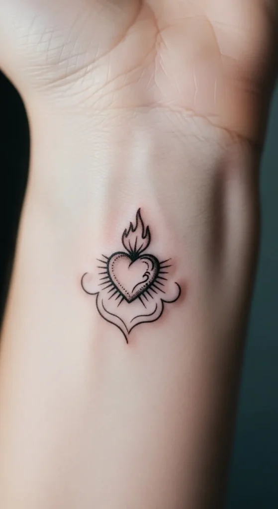 small sacred heart tattoo