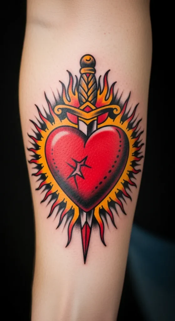 Traditional Sacred Heart Tattoo