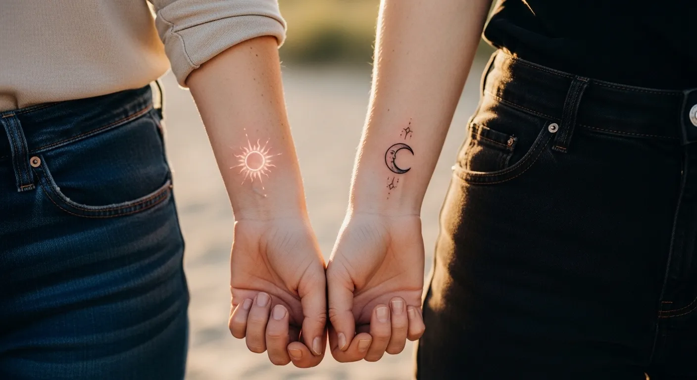 20 Romantic Sun and Moon Couple Tattoo for Matching Ink with Personal Meaning