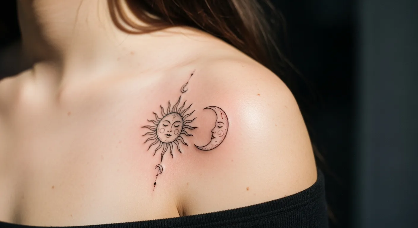 21 Must-Try Sun and Moon Shoulder Tattoo for Balanced and Beautiful Placement