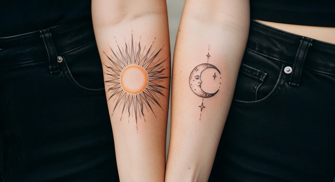 21 Unique matching sun and moon tattoo for Cute and Symbolic Couple Ink