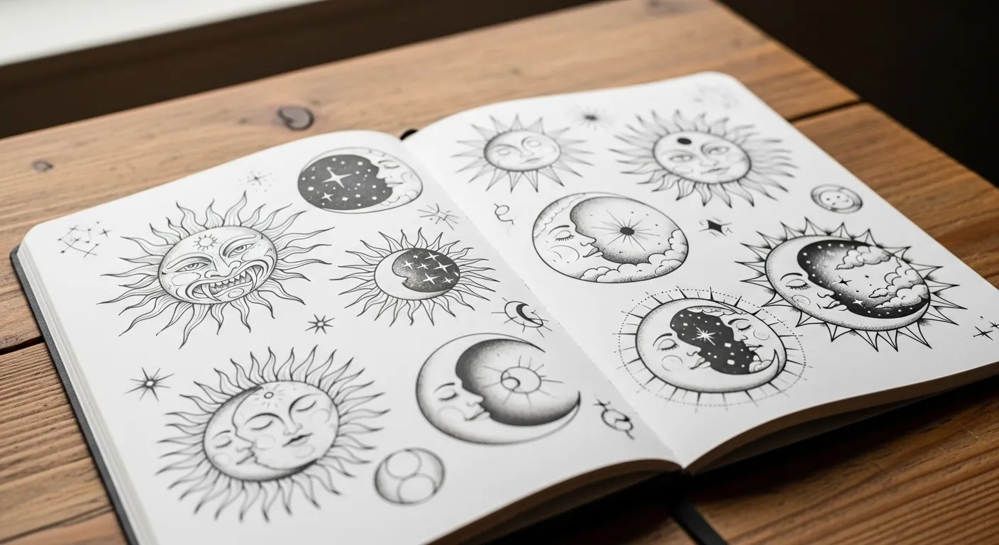 23 Bold sun and moon tattoo design for Artistic and Balanced Ink Ideas
