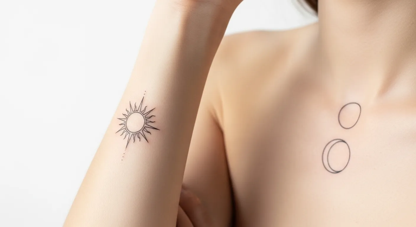 24 Elegant Minimalist Sun and Moon Tattoo for Clean and Modern Tattoo Style