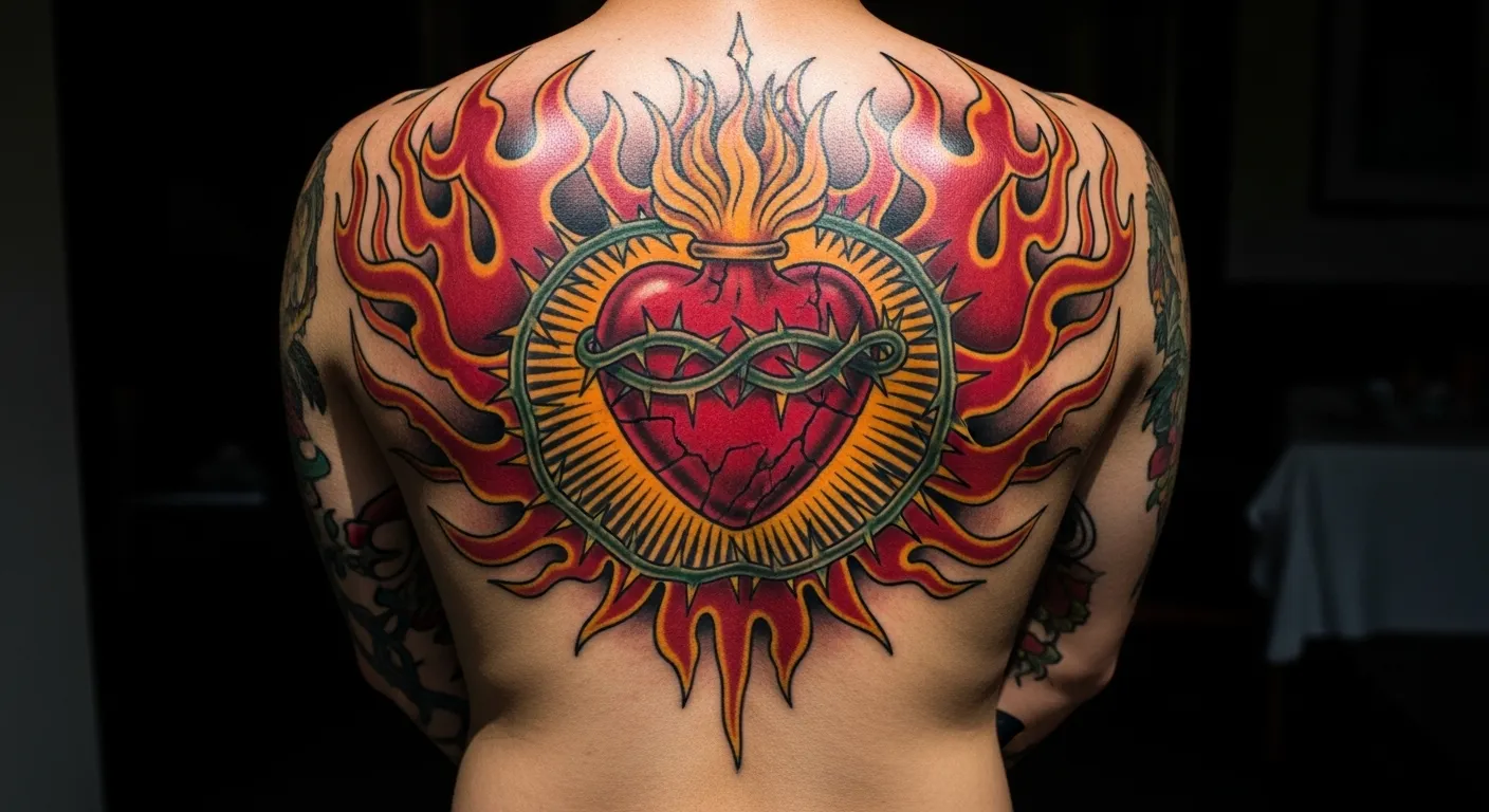 25 Stunning Sacred Heart Back Tattoos That Feel Grand