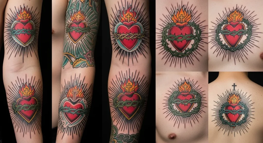 26 Vibrant Traditional Sacred Heart Tattoos That Feel Iconic