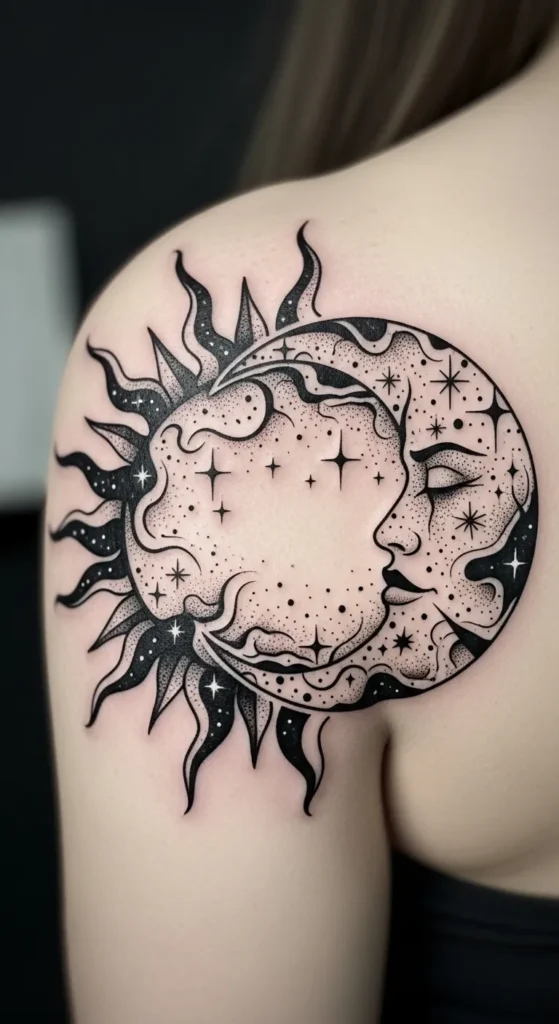Abstract Cosmic Sun Moon Shapes