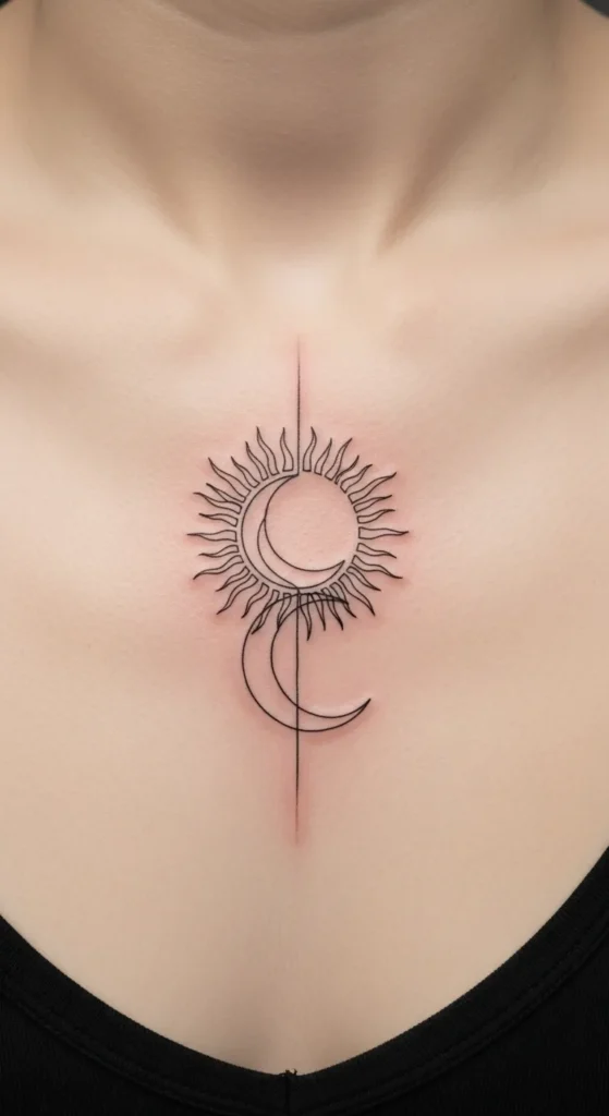  Abstract Line Sun Moon Design