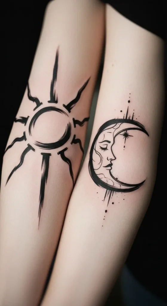 Abstract Sun Moon Brush Style