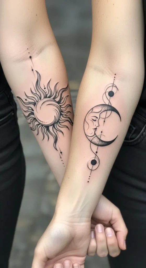 Abstract Sun and Moon Shapes