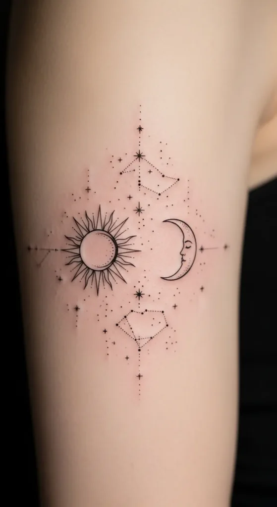 Astrology Sun Moon Constellation Tattoo