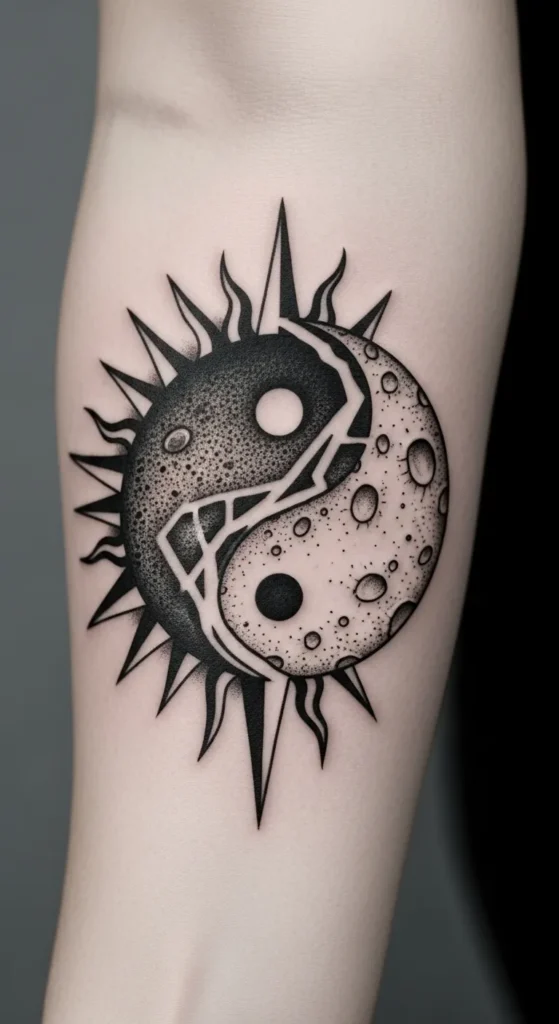Broken Circle Yin Yang Sun Moon Style