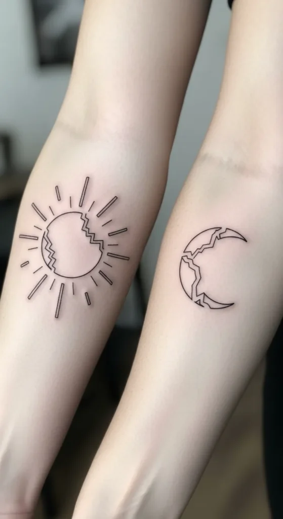 Broken Line Sun and Moon Art