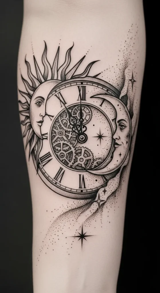 Celestial Clock Sun Moon Fusion