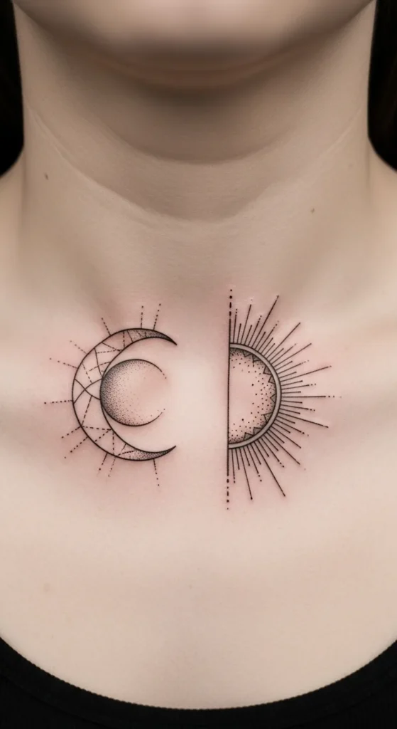 Collarbone Half Sun Half Moon Split