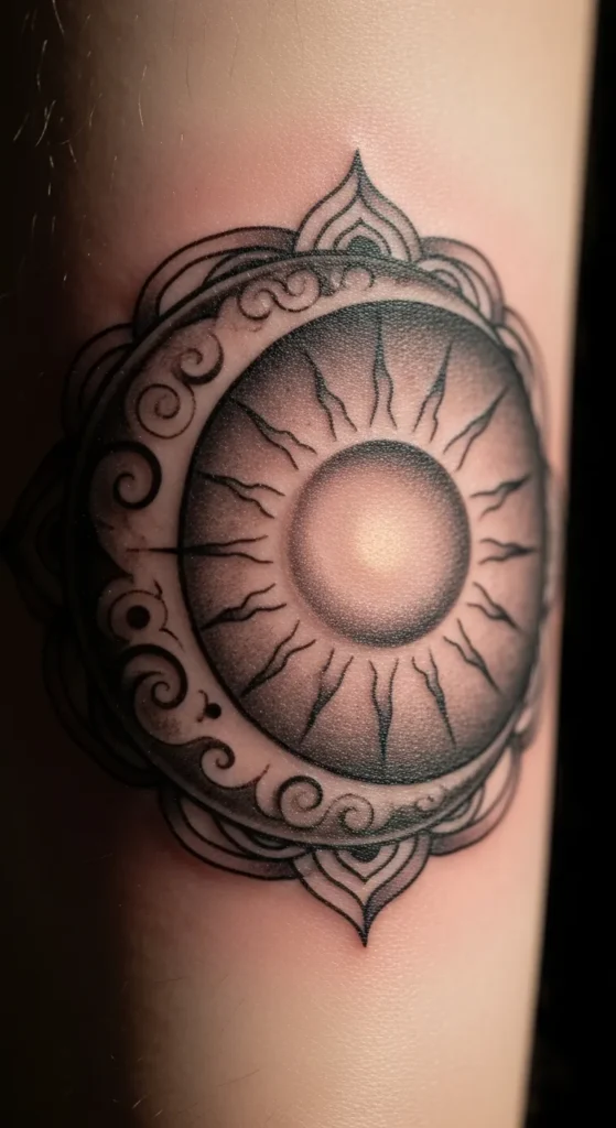  Crescent Moon Holding Sun Sphere