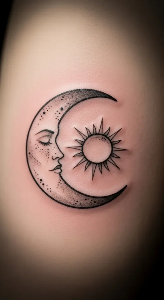 Crescent Moon Holding a Sun
