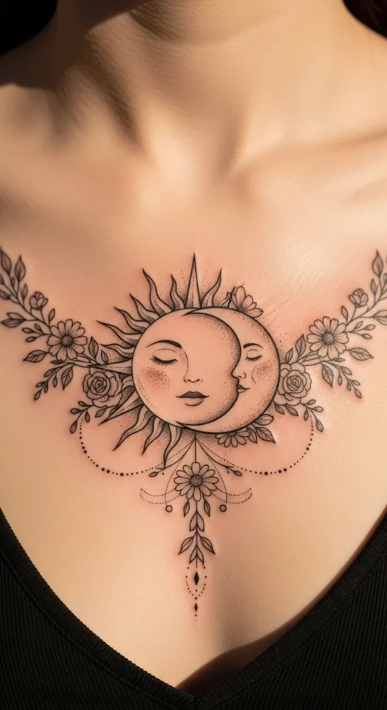 Feminine Floral Sun Moon Fusion