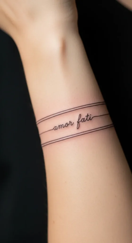 Fine Line Double Bands with Script