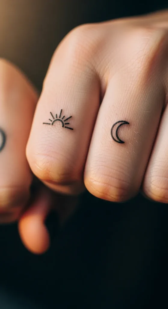 Finger Knuckle Sun Moon Pair