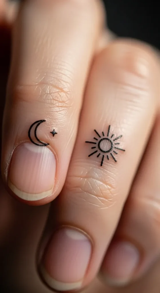 Finger Side Sun and Moon Micro Ink