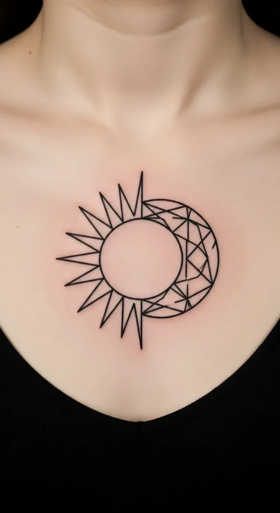 Geometric Half Sun Half Moon Design