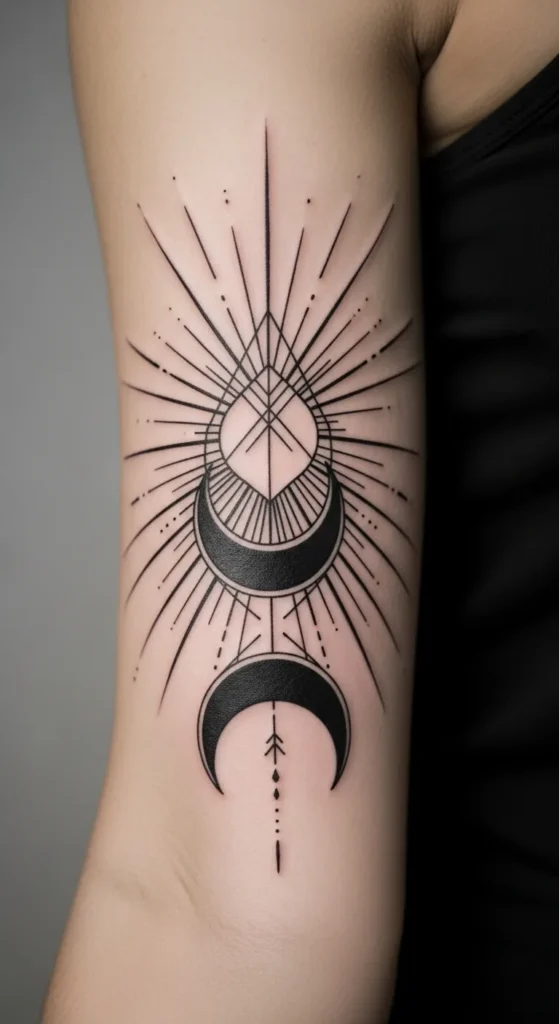 Geometric Sun and Moon Pattern
