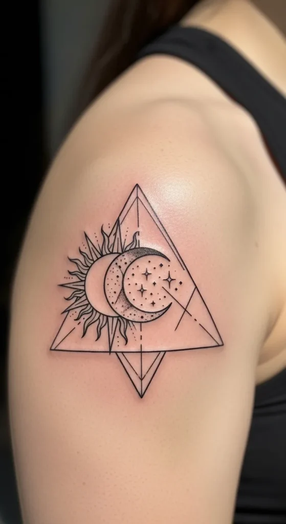 Geometric Sun and Moon Triangle Layout
