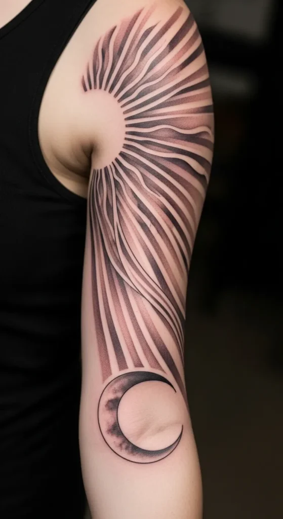 Half Sleeve Sun and Moon Flow