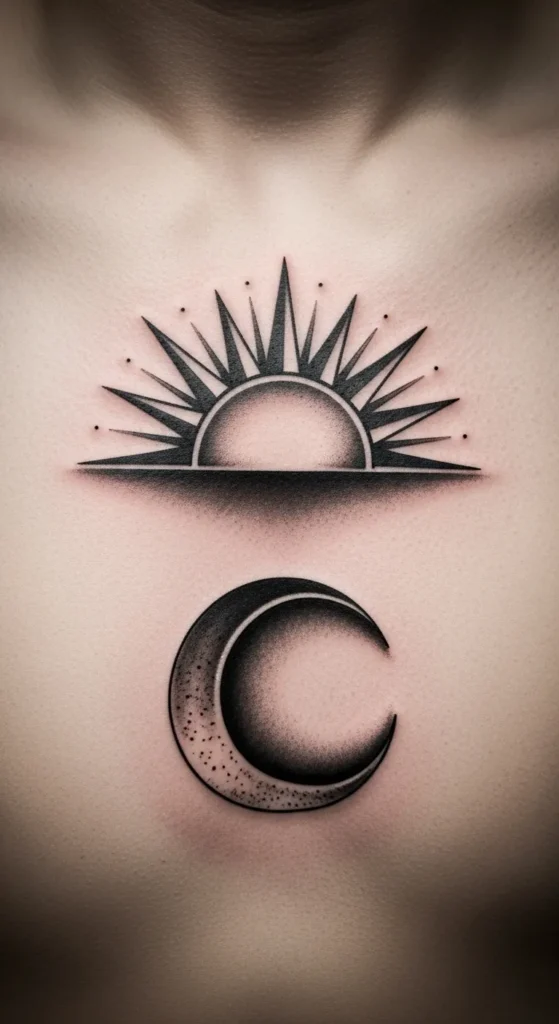 Heavy Shade Sun Moon Sternum Design