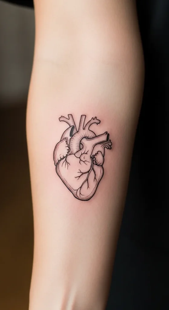  Inner Arm Vertical Heart Outline