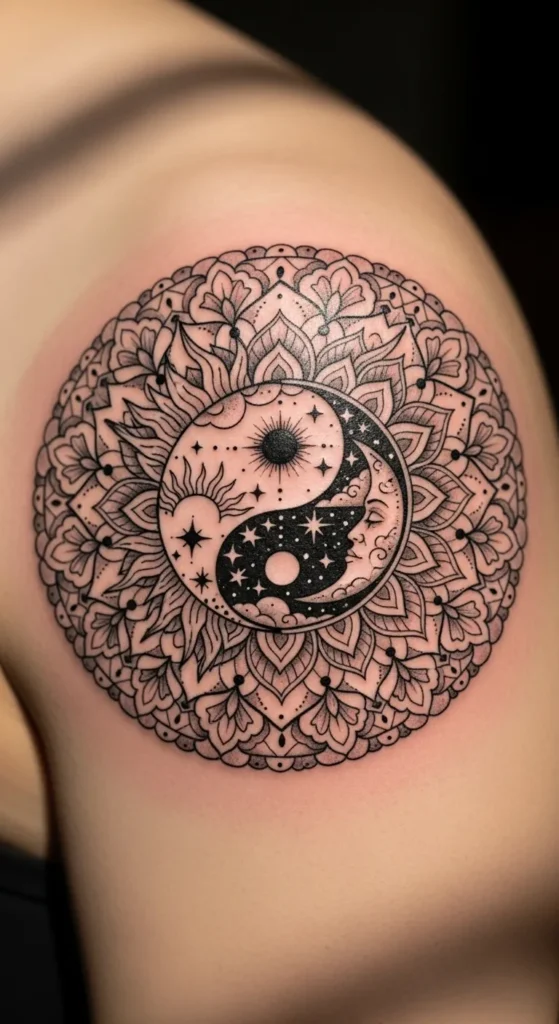 Mandala Sun and Moon Circle