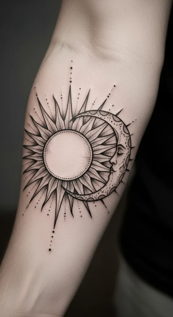 Mandala Sun with Crescent Moon Frame
