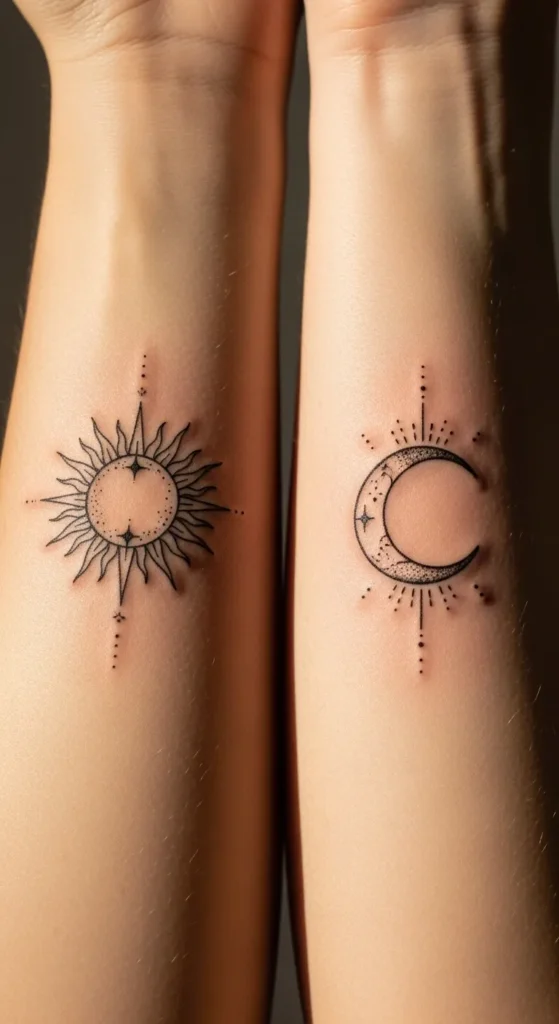  Matching Sun and Moon Couple Tattoos