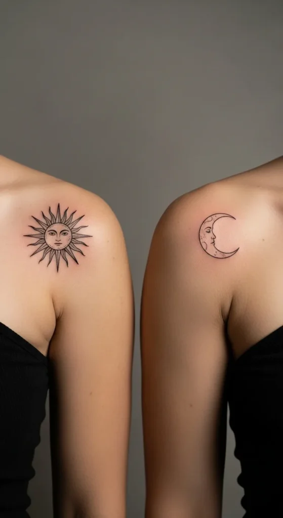 Matching Sun and Moon on Each Shoulder