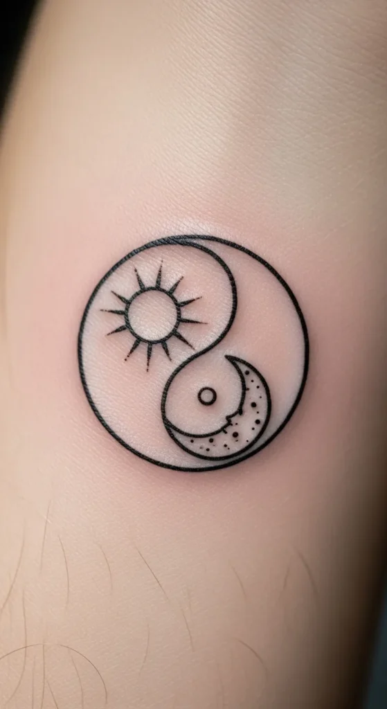 Minimal Black Ink Yin Yang Circle