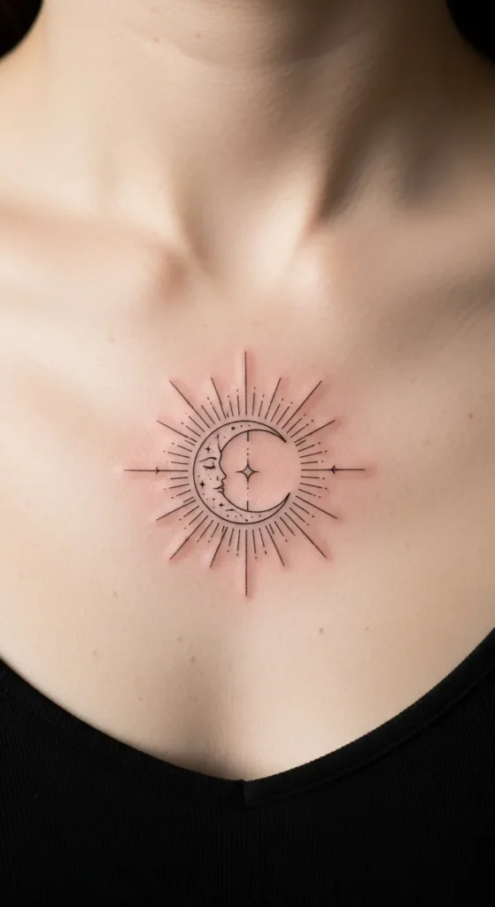 Minimal Fine Line Sun and Moon Balance