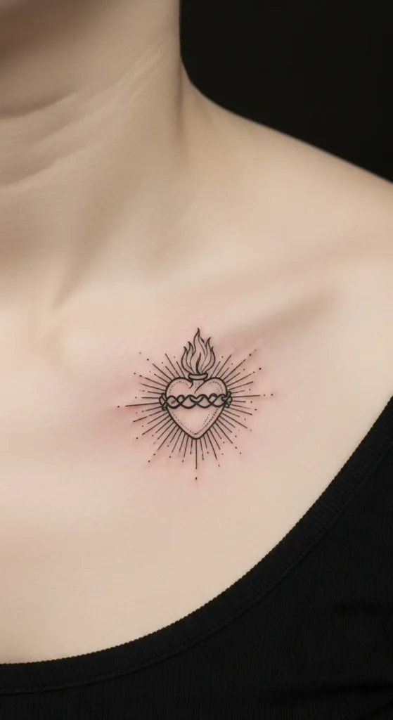 Minimal Sacred Heart on the Collarbone