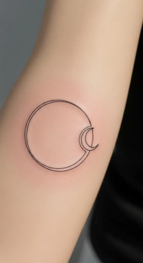 Minimal Sun Circle with Open Crescent Moon