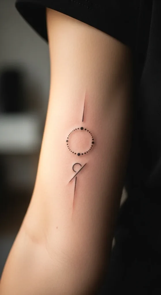 Minimal Sun Dot Circle with Moon Slash