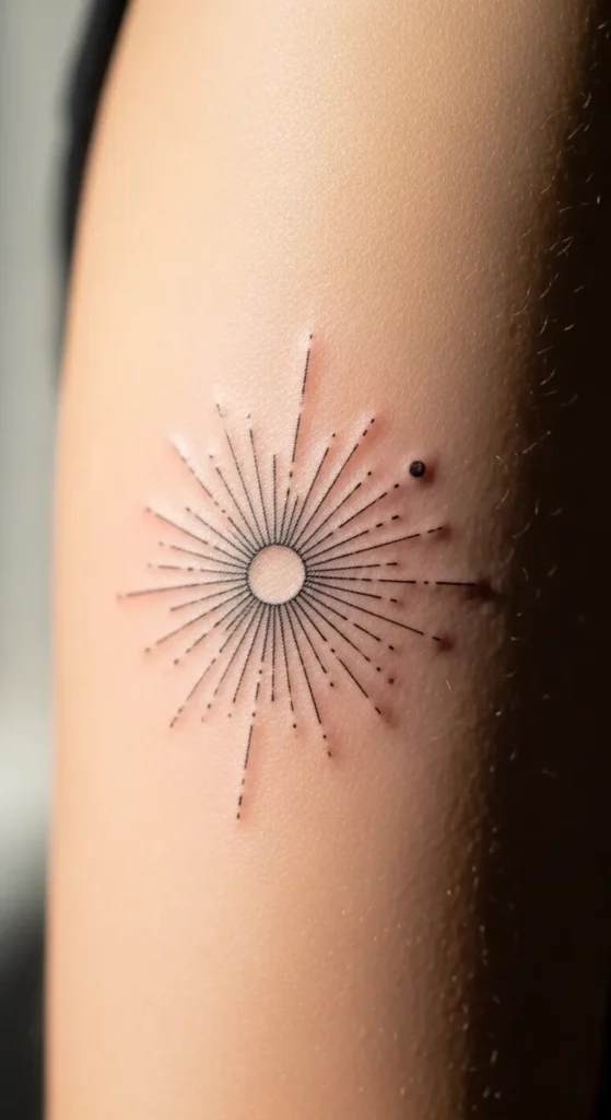 Minimal Sun Line Burst with Small Moon Dot