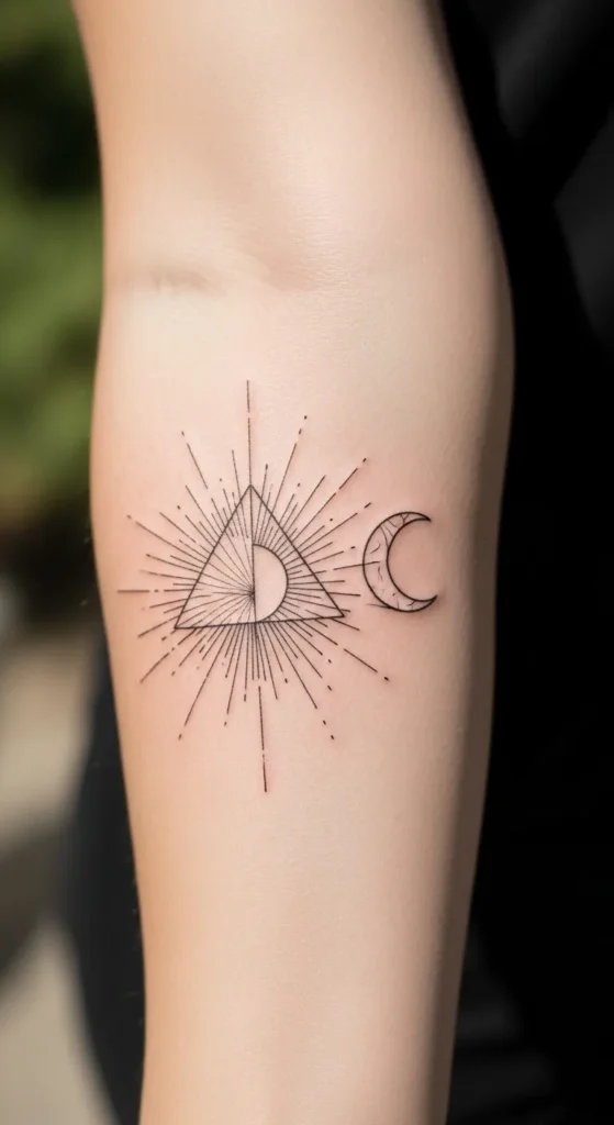 Minimal Sun Triangle Rays with Crescent Moon