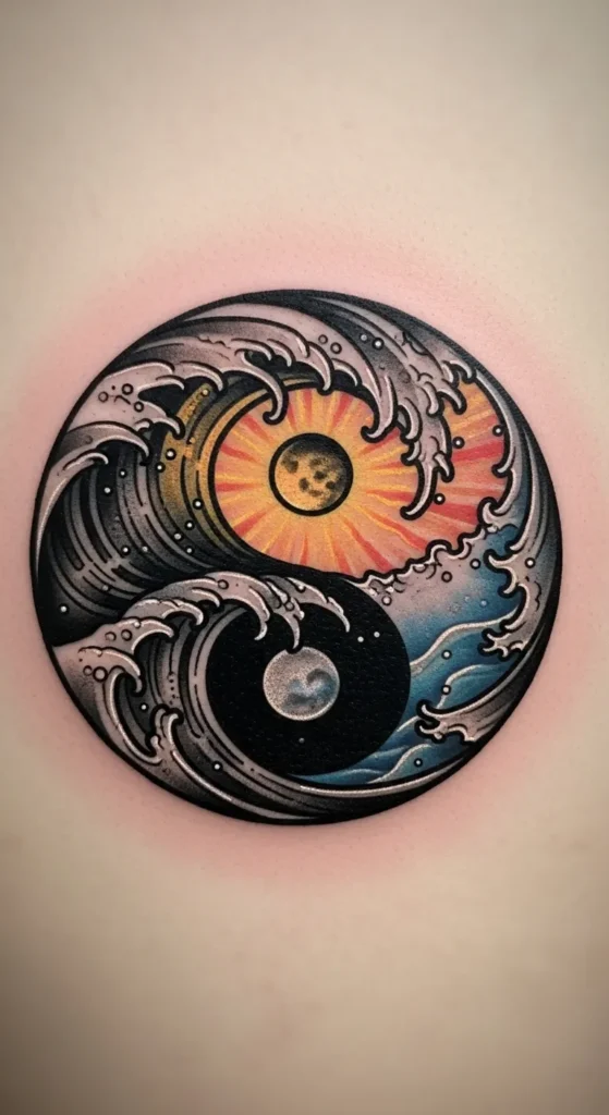Ocean Wave Sun Moon Yin Yang